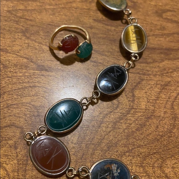 Midcentury 14k Gold Scarab bracelet and matching ring - Picture 3 of 3